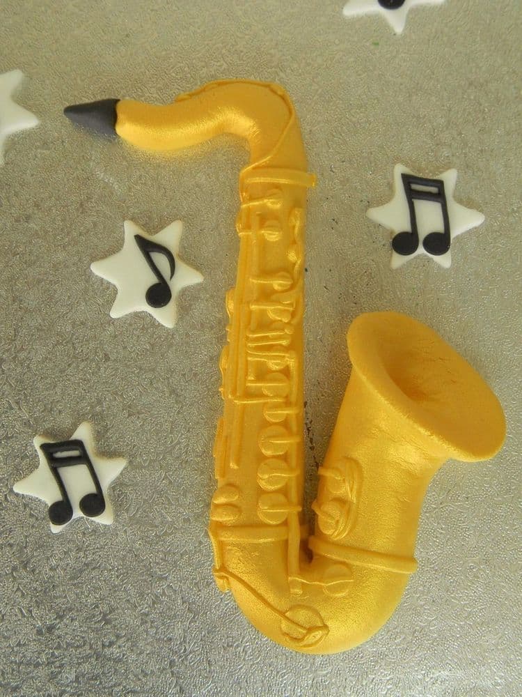 Saxophone Birthday Edible Cake Topper, Music Notes Name & Number