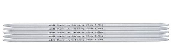 ADDI Aluminium Double Pointed Knitting Needles - short 10cm or 15cm, set of 5