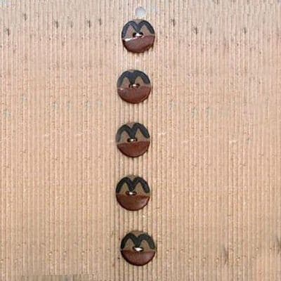 Incomparable BUTTONS - 5 red brown with black