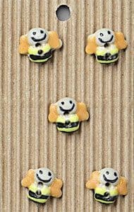 Incomparable BUTTONS  L15 -  smiling bees x 5