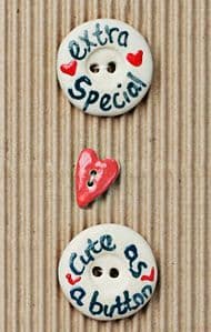 Incomparable BUTTONS  L457 - round cute button x 2, heart x 1
