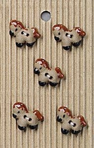 Incomparable BUTTONS  L542 - tiny brown ponies x 5