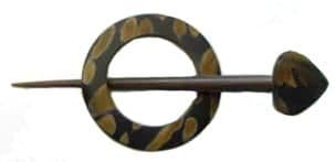 Indian Shawl Pin - round black/tan