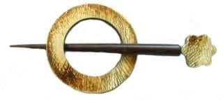 Indian Shawl Pin - round grainy pattern  flower detail