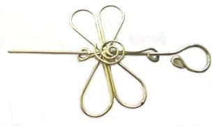 Indian Shawl Pin - silver metal  butterfly