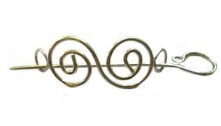 Indian Shawl Pin - silver metal  scroll