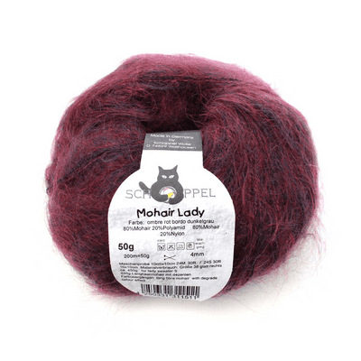 Schoppel-Wolle MOHAIR LADY 1391 bordeaux/dark grey