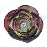 Silk Flower Brooch - green/purple