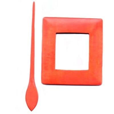 Wooden Shawl Pin - Orange rectangle