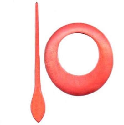 Wooden Shawl Pin - Orange round