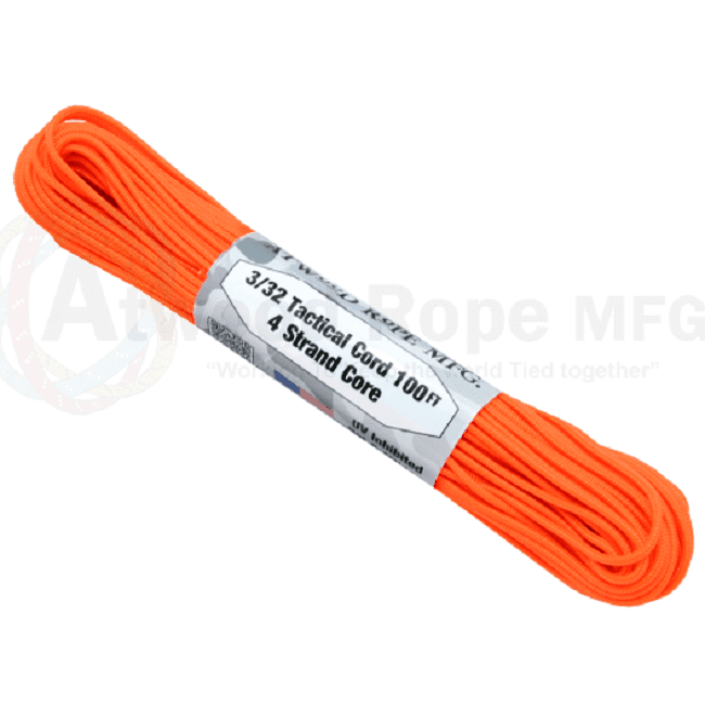 275 Paracord - US Made - Neon/Safety Orange - 100' (30m)