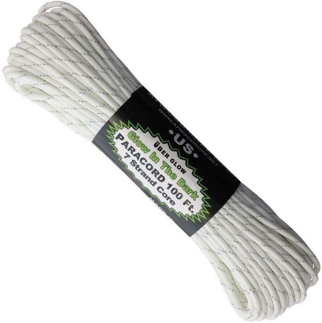 550 Glow In The Dark White Tracer Paracord - US Made GSA Compliant