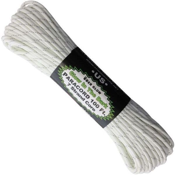 550 Glow In The Dark White Tracer Paracord - US Made GSA Compliant