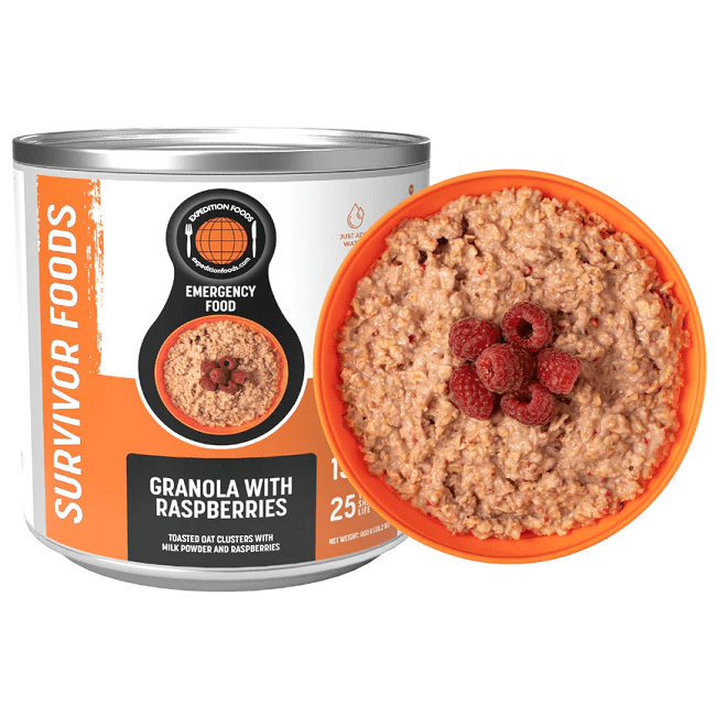 Expedition Foods Survivor Foods with a 25 Year Shelf Life! - Granola with Raspberries