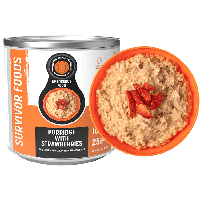 Expedition Foods Survivor Foods with a 25 Year Shelf Life! - Porridge with Strawberries