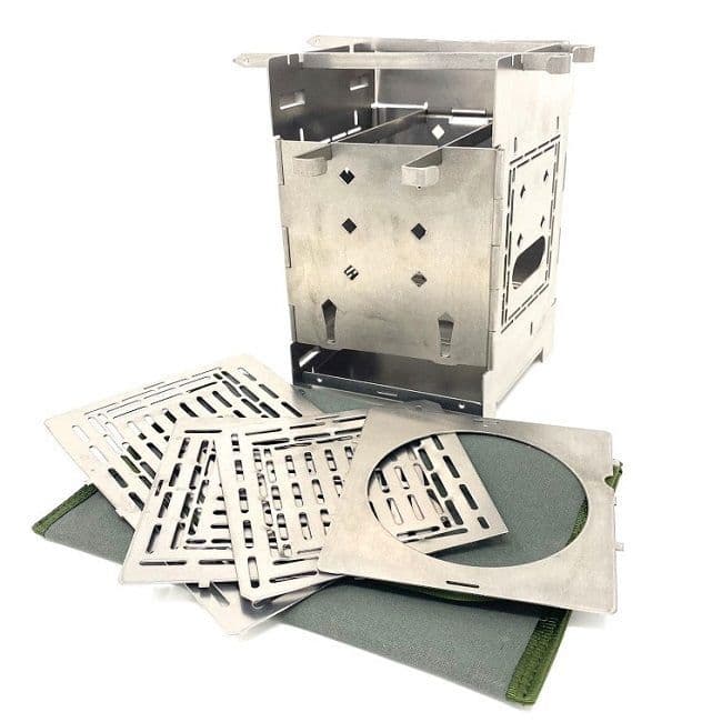 Folding Firebox Titanium Campfire Stove Gen 2 Deluxe Kit