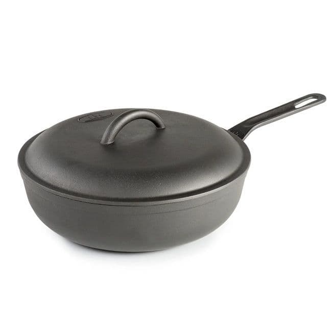GSI Guidecast Lightweight Cast Iron Deep Frying Pan With Lid - 12"