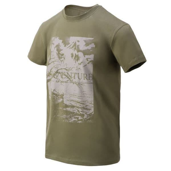 Helikon Cotton T-Shirt - Adventure Is Out There - Olive Green