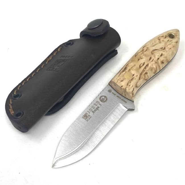 Joker Avispa Bushcraft Neck Knife - Curly Birch