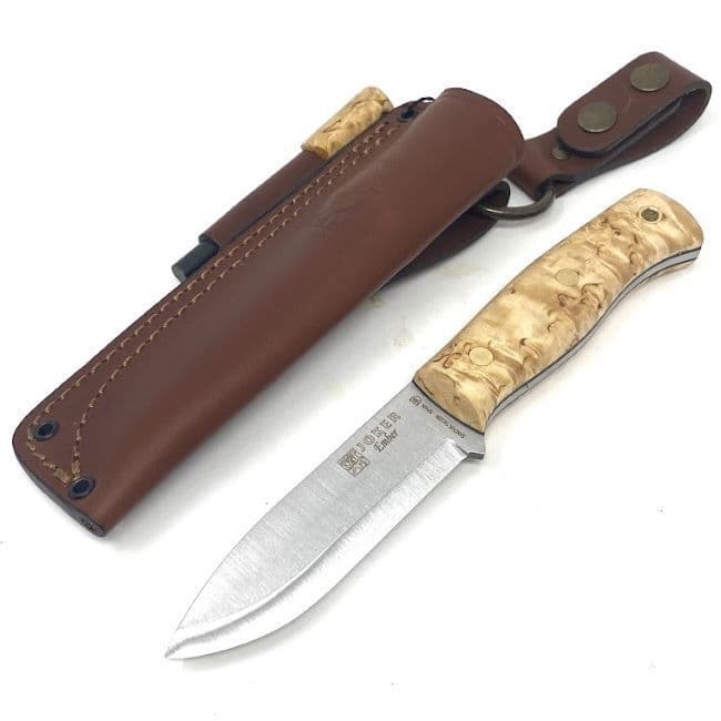 Joker Ember Bushcraft Knife - Curly Birch - Firesteel Edition