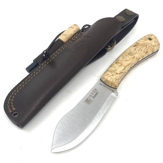 Joker Nessmuk Bushcraft Knife - Curly Birch - Firesteel Edition
