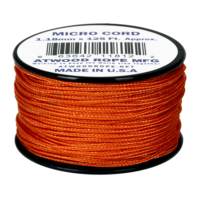Micro Cord - 1.18mm Micro Paracord - 125ft - Burnt Orange