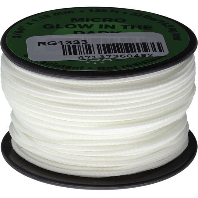 Micro Cord - 1.18mm Micro Paracord - 125ft - Glow in the Dark