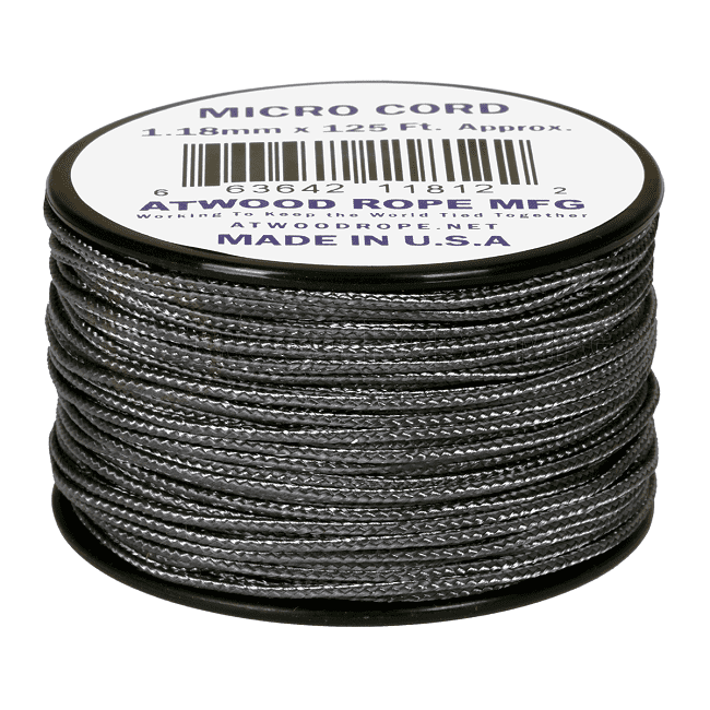 Micro Cord - 1.18mm Micro Paracord - 125ft - Graphite
