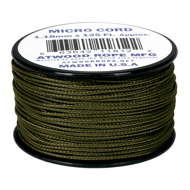 Micro Cord - 1.18mm Micro Paracord - 125ft - Olive Green