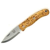 Mk III TBS Boar EDC Folding Pocket Knife - Curly Birch - Scandi - Thornmount Pouch