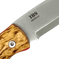 Mk III TBS Boar EDC Folding Pocket Knife - Curly Birch - Scandi - Thornmount Pouch