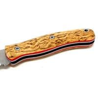 Mk III TBS Boar EDC Folding Pocket Knife - Curly Birch - Scandi - Thornmount Pouch