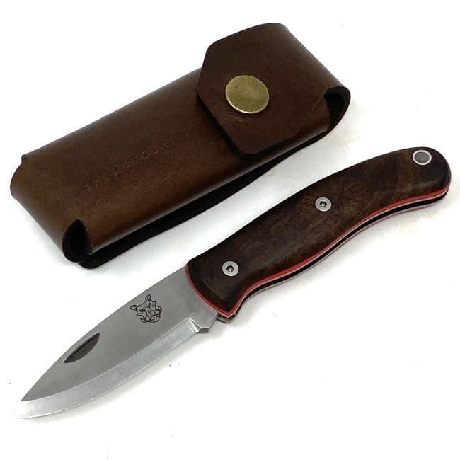 Mk III TBS Boar EDC Folding Pocket Knife - Turkish Walnut - Scandi - Thornmount Pouch