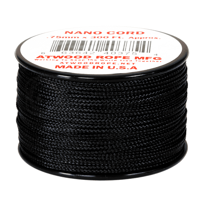 Nano Cord - 0.75mm x 300 Feet (100m) of Nano Paracord - Black