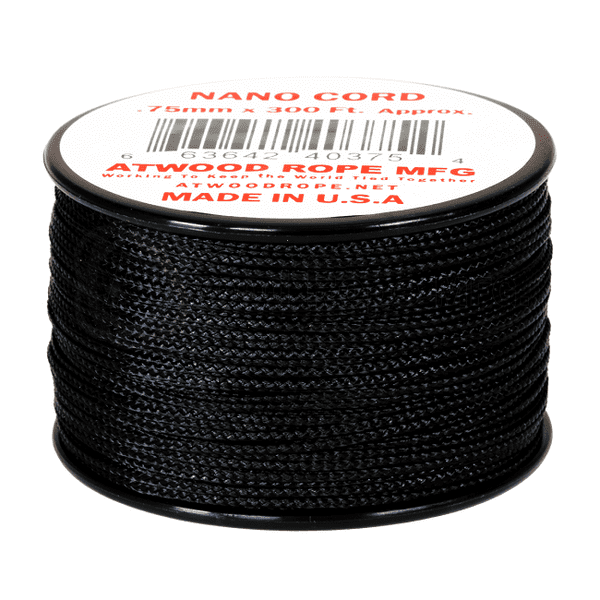 Nano Cord - 0.75mm x 300 Feet (100m) of Nano Paracord - Black