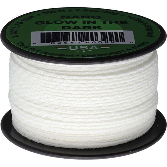 Nano Cord - 0.75mm x 300 Feet (100m) of Nano Paracord - Glow in the Dark