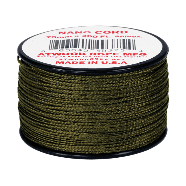 Nano Cord - 0.75mm x 300 Feet (100m) of Nano Paracord - Olive Green