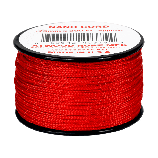Nano Cord - 0.75mm x 300 Feet (100m) of Nano Paracord - Red