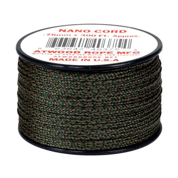 Nano Cord - 0.75mm x 300 Feet (100m) of Nano Paracord - Woodland Camo