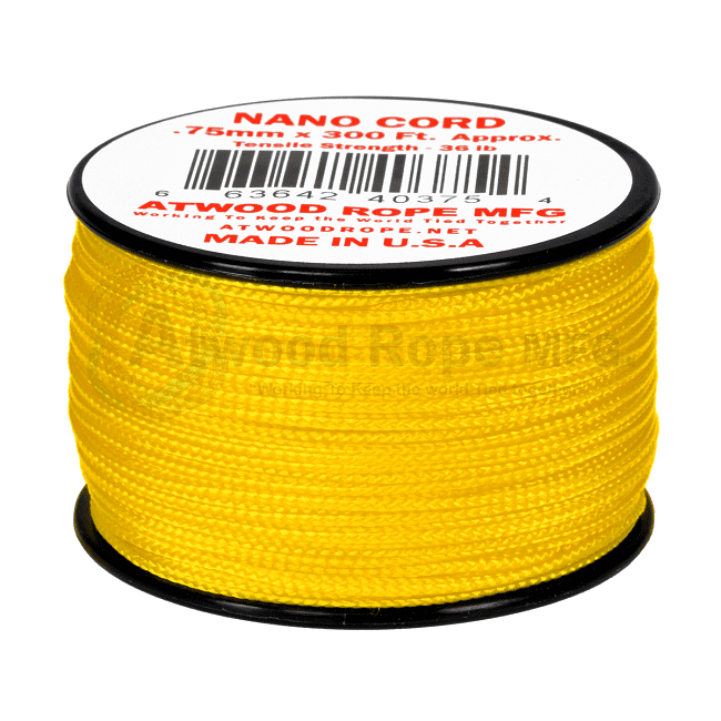 Nano Cord - 0.75mm x 300 Feet (100m) of Nano Paracord - Yellow