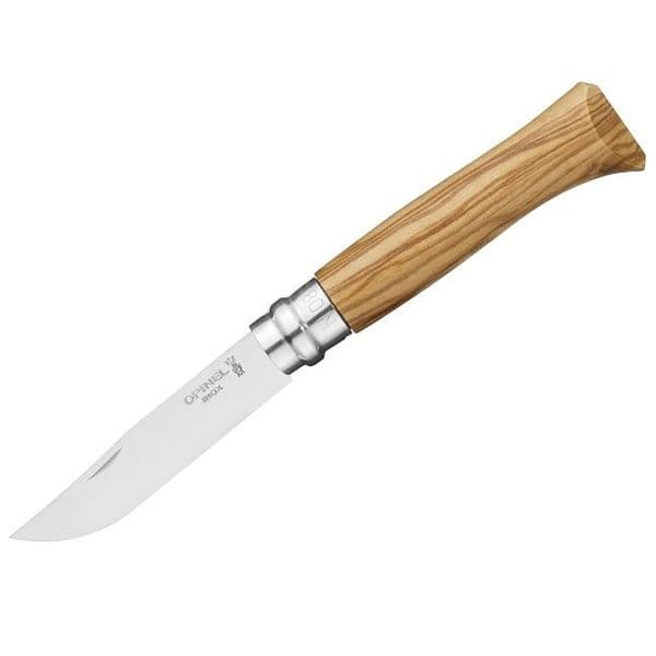 Opinel Stainless Steel Folding Knife - Olive Wood