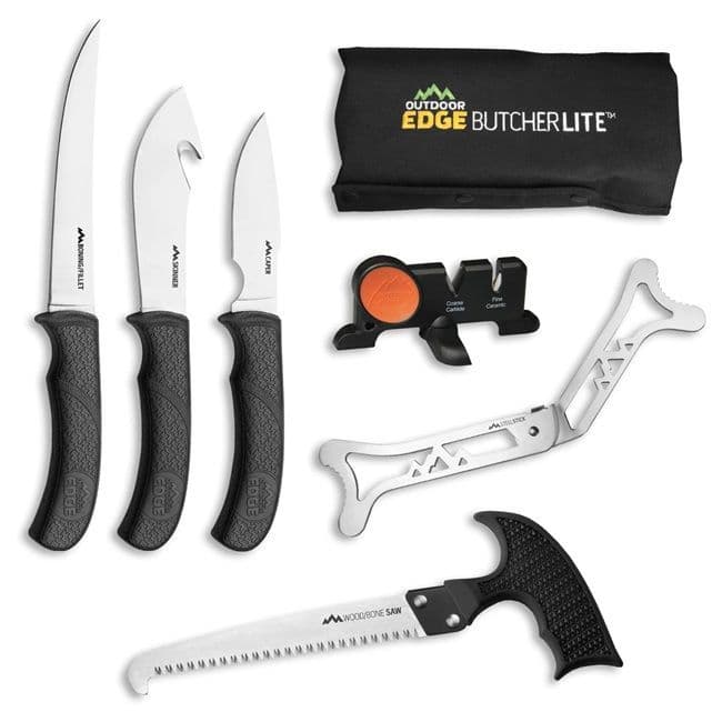 Outdoor Edge ButcherLite 8-Piece Field to Freezer Set with Belt Scabbard
