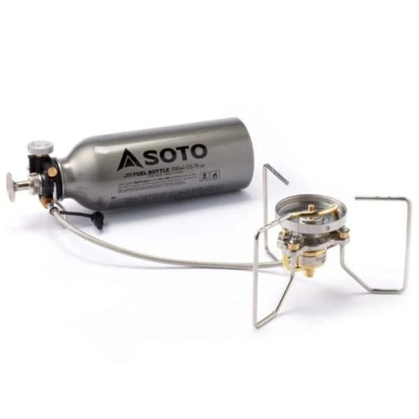 Soto StormBreaker Stove with Red Fuel Bottle