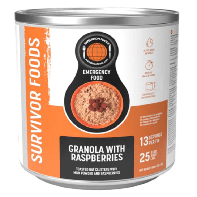 Survivor Foods with a 25 Year Shelf Life! - Granola with Raspberries