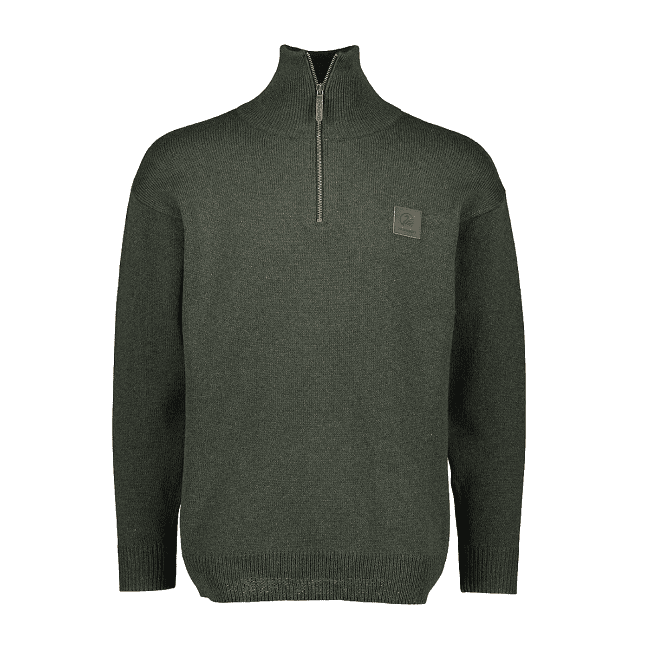 Swanndri Mariner Wool Zip Neck Pullover - Olive