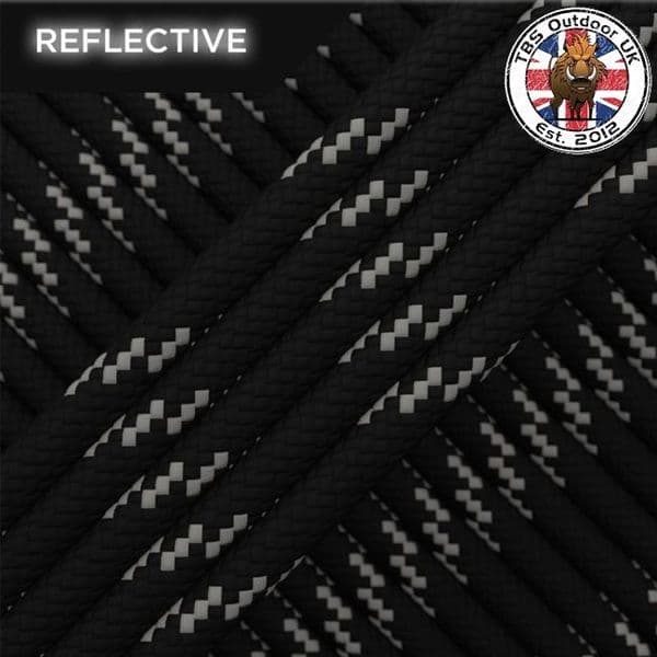 TBS 550 Reflective Paracord - Black - Made in Europe
