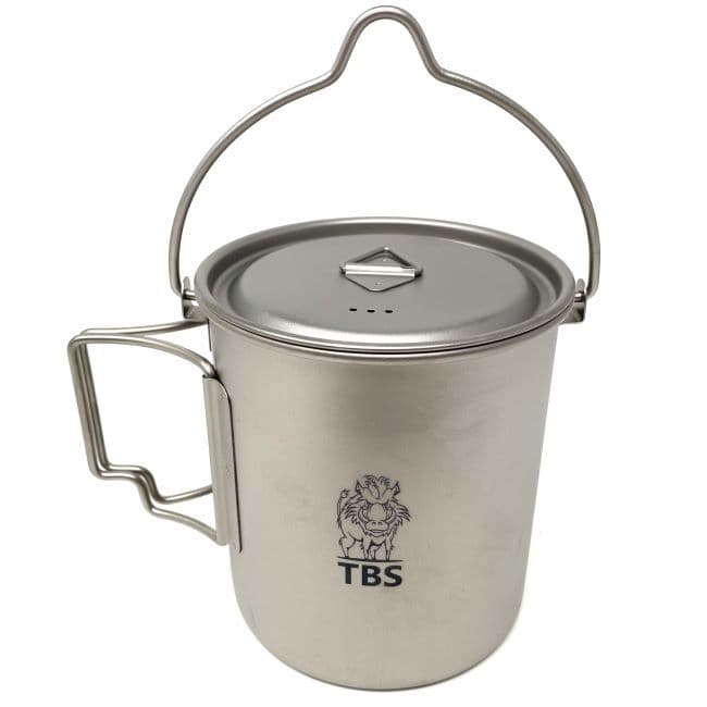 TBS 750ml Titanium Billy Can Cup with Bail Handle & Lid
