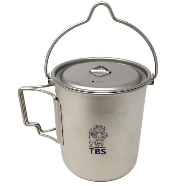 TBS 750ml Titanium Billy Can Cup with Bail Handle & Lid