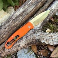 TBS Badger EDC Pocket Knife - Orange G10 - Drop Point with Pocket Clip
