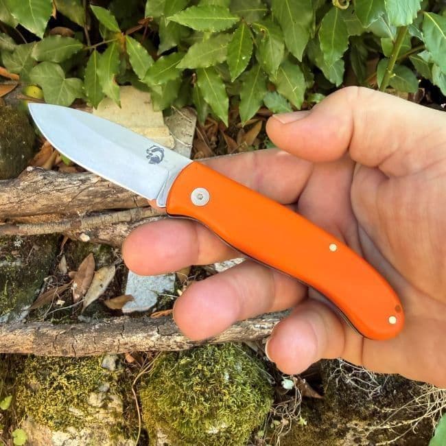 TBS Badger EDC Pocket Knife - Orange G10 - Drop Point with Pocket Clip